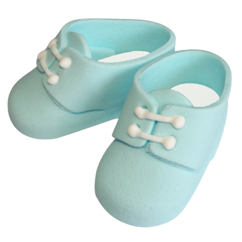 Figurki ozdoby na tort buciki dekoracje na roczek baby shower urodziny buty niebieskie